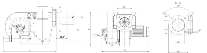 Габариты нефтяных горелок ilka il-s Габариты нефтяных горелок ilka il-s